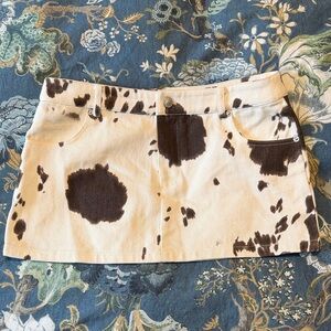 Princess Polly Cow Print Mini Skirt - Brown and Cream Women’s Skirt